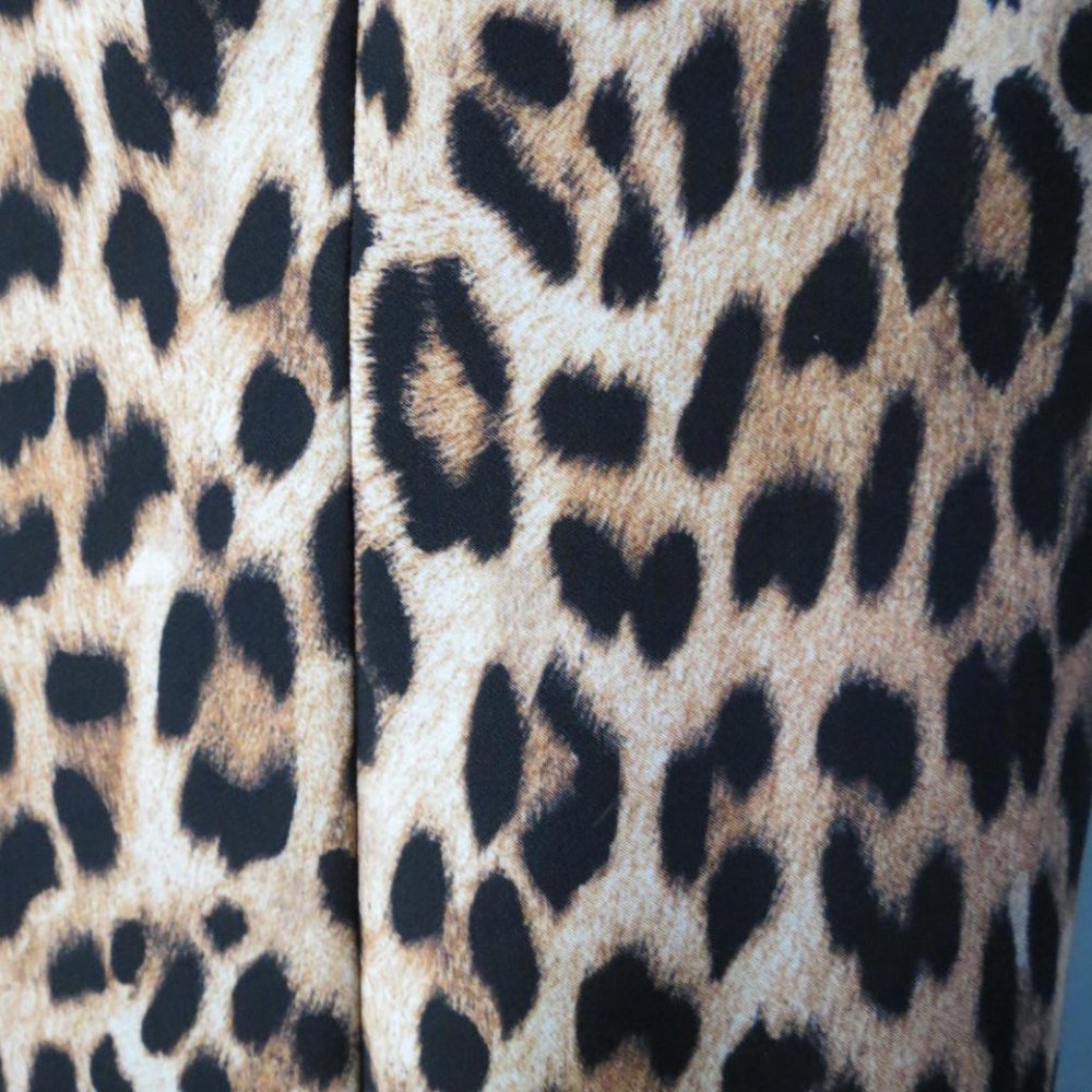 REVIEW - ANIMAL PRINT - FLARED SKIRT DRESS - SIZE 8 - NEW CONDITION. - Picture 4 of 5